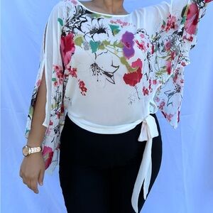 Y2K Sheer Floral Print Women's Top